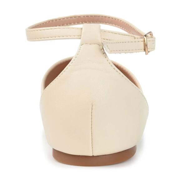 Journee Collection Women's Reba Ankle Strap Pointed Ballet Flats, Bone Size 7M - Picture 3 of 5